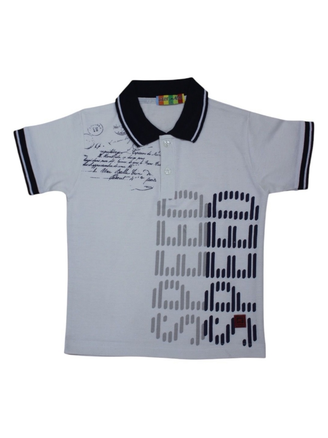 

Little Marco Boys Printed Polo Collar T-shirt, White