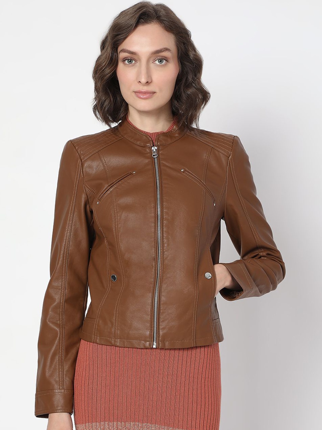 

Vero Moda Women Lightweight Biker Jacket, Brown