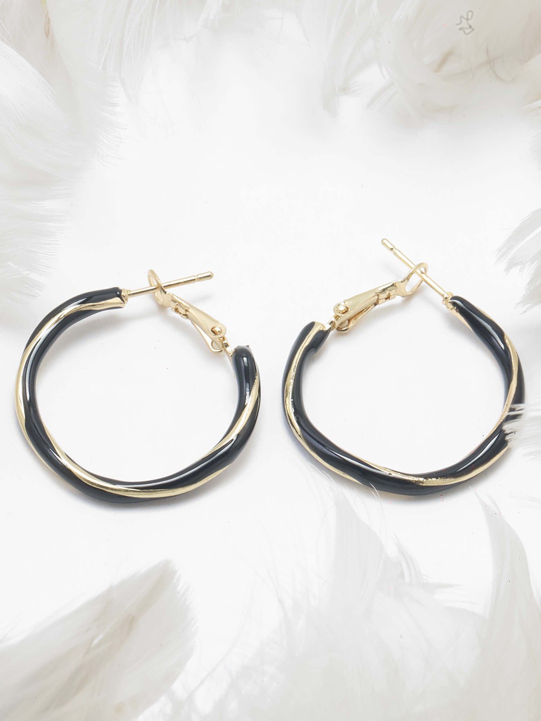 

Maansh Contemporary Hoop Earrings, Black
