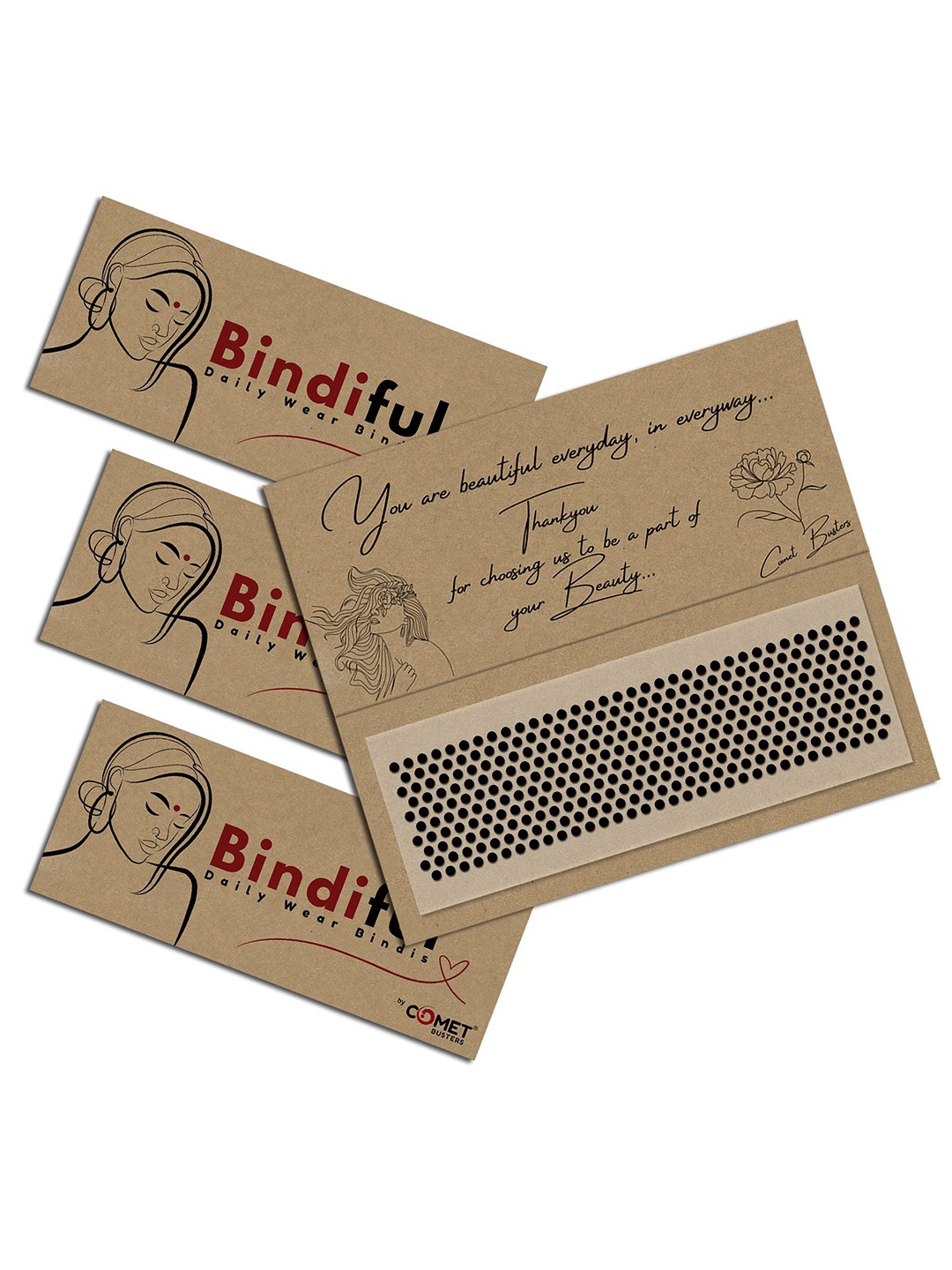 

Comet Busters Set Of 3 Bindiful Traditional Designer Bindis - Black