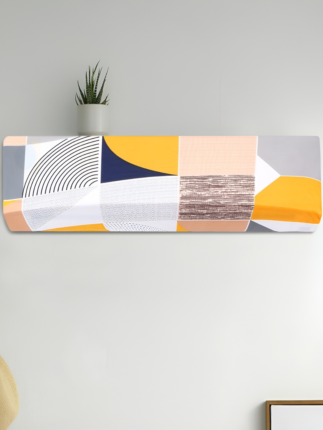 

LooMantha White & Yellow Printed Elastic Fit Air Conditioner Cover