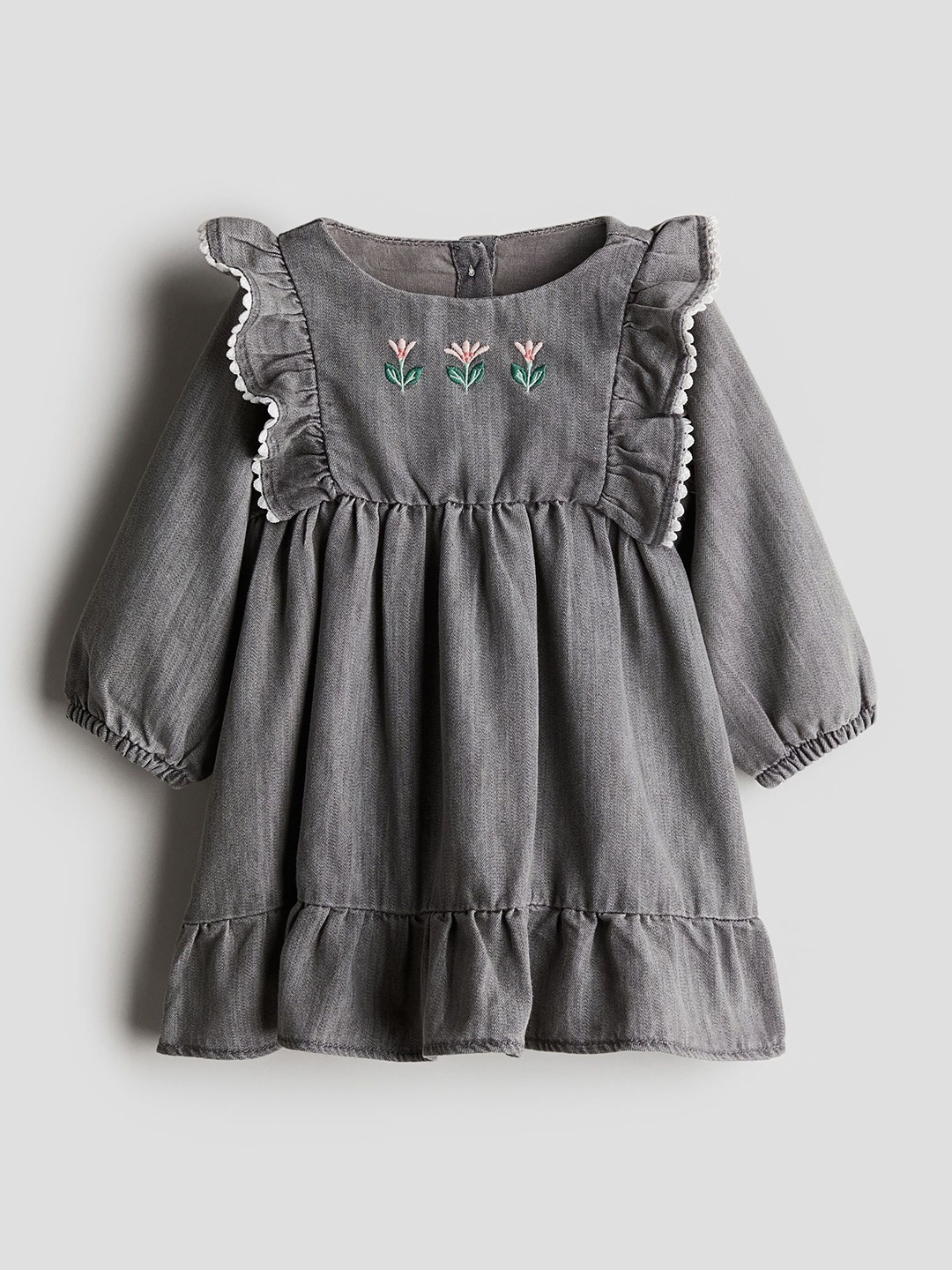 

H&M Girls Long-Sleeved Dress, Grey