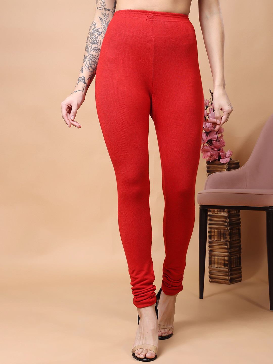 

KEX Churidar Length Leggings, Red