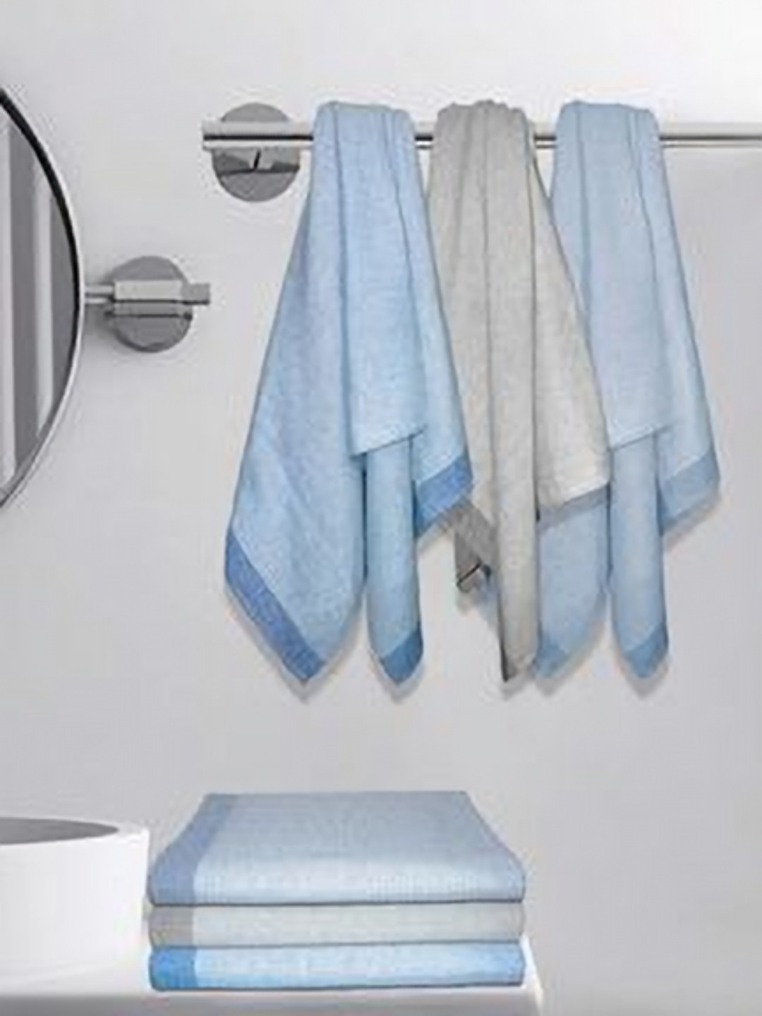 

Aura Blue & Grey 5 Cotton 210 GSM Bath Towel