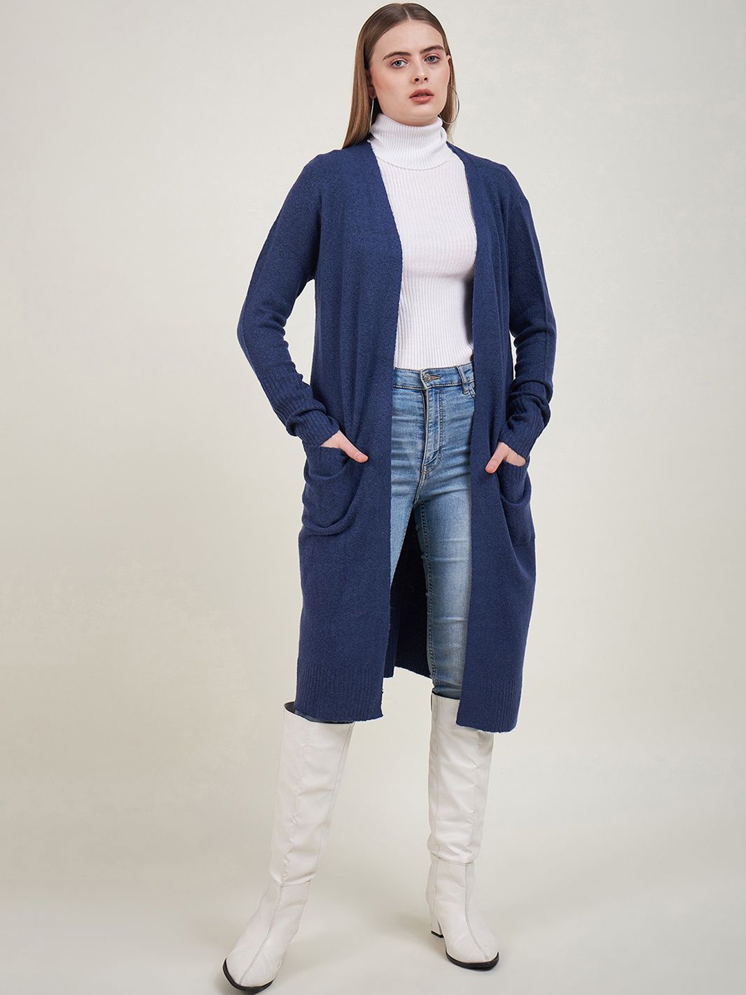 

STYLE BLUSH Women Longline Shrug, Blue