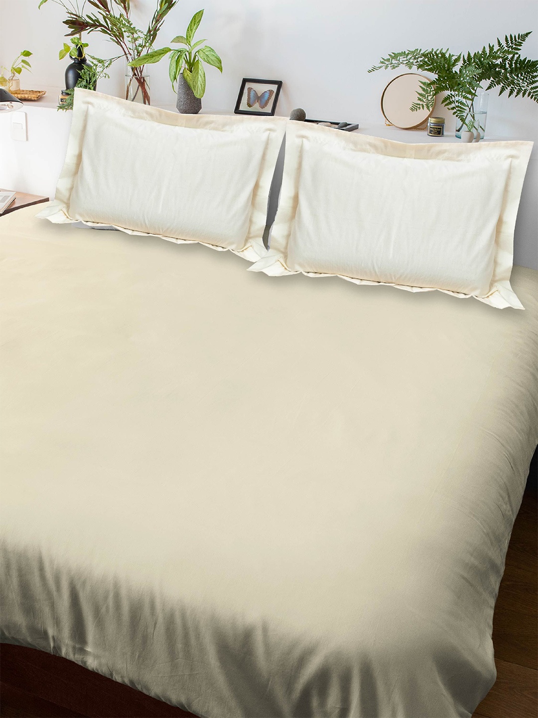 

10club Beige Pure Cotton Queen Bedsheet with 2 Pillow Covers 2.20 m x 2.50 m