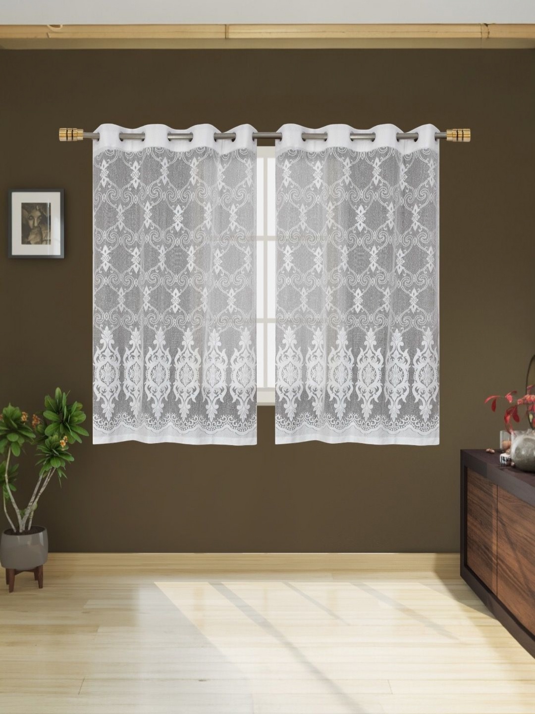 

BIGGER FISH White Set of 2 Sheer Window Curtain