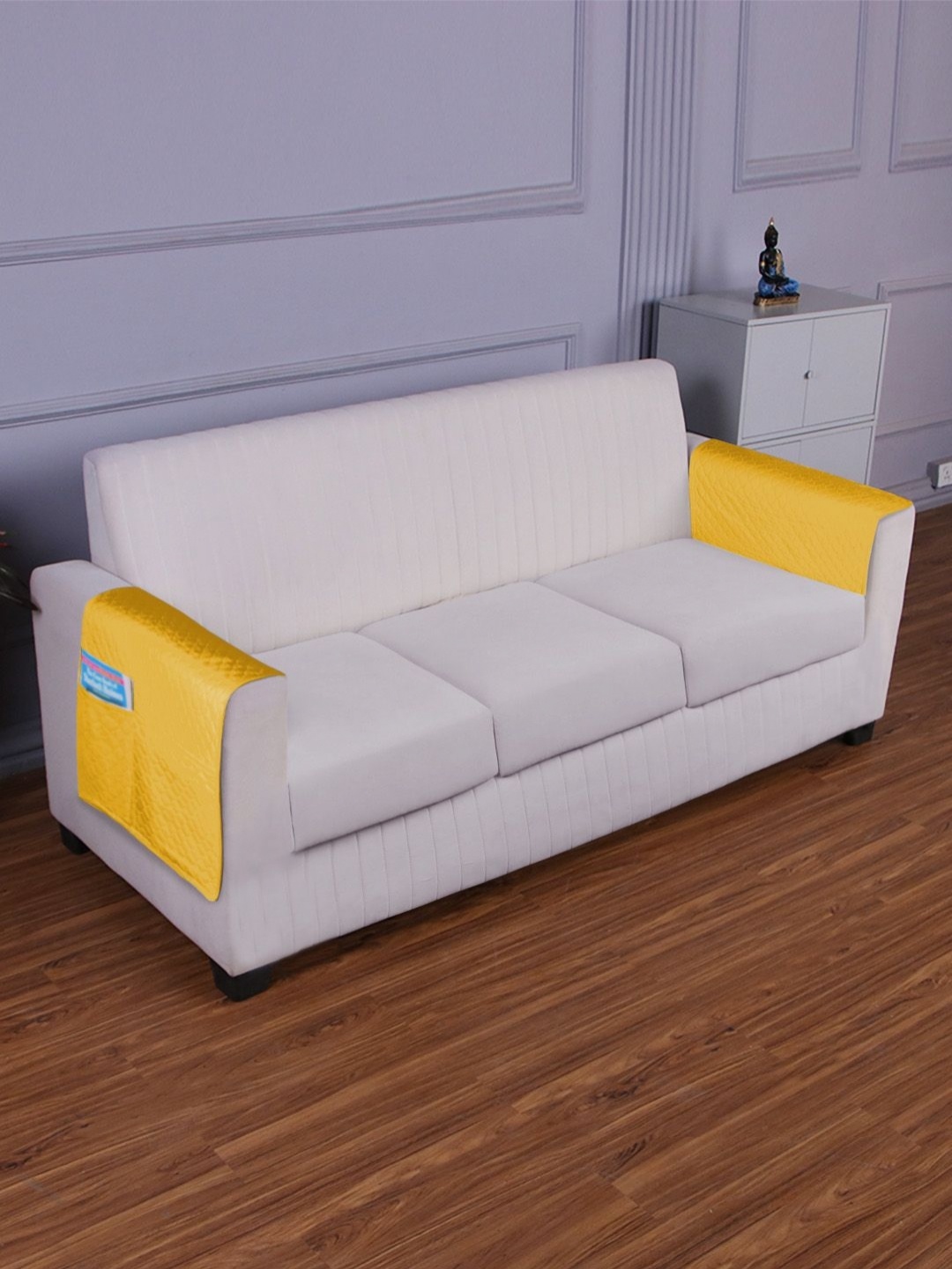 

HOKIPO Yellow Polyester 2 Piece Sofa Cover With Arms