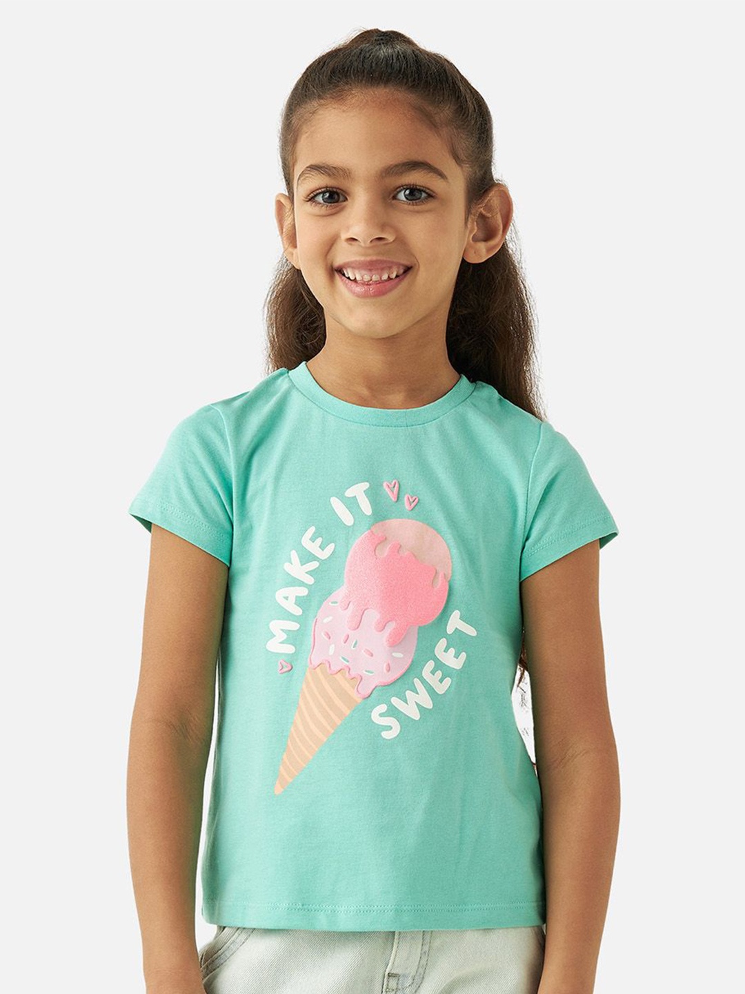 

Juniors by Babyshop Girls Printed Shirt Style Cotton Top, Green