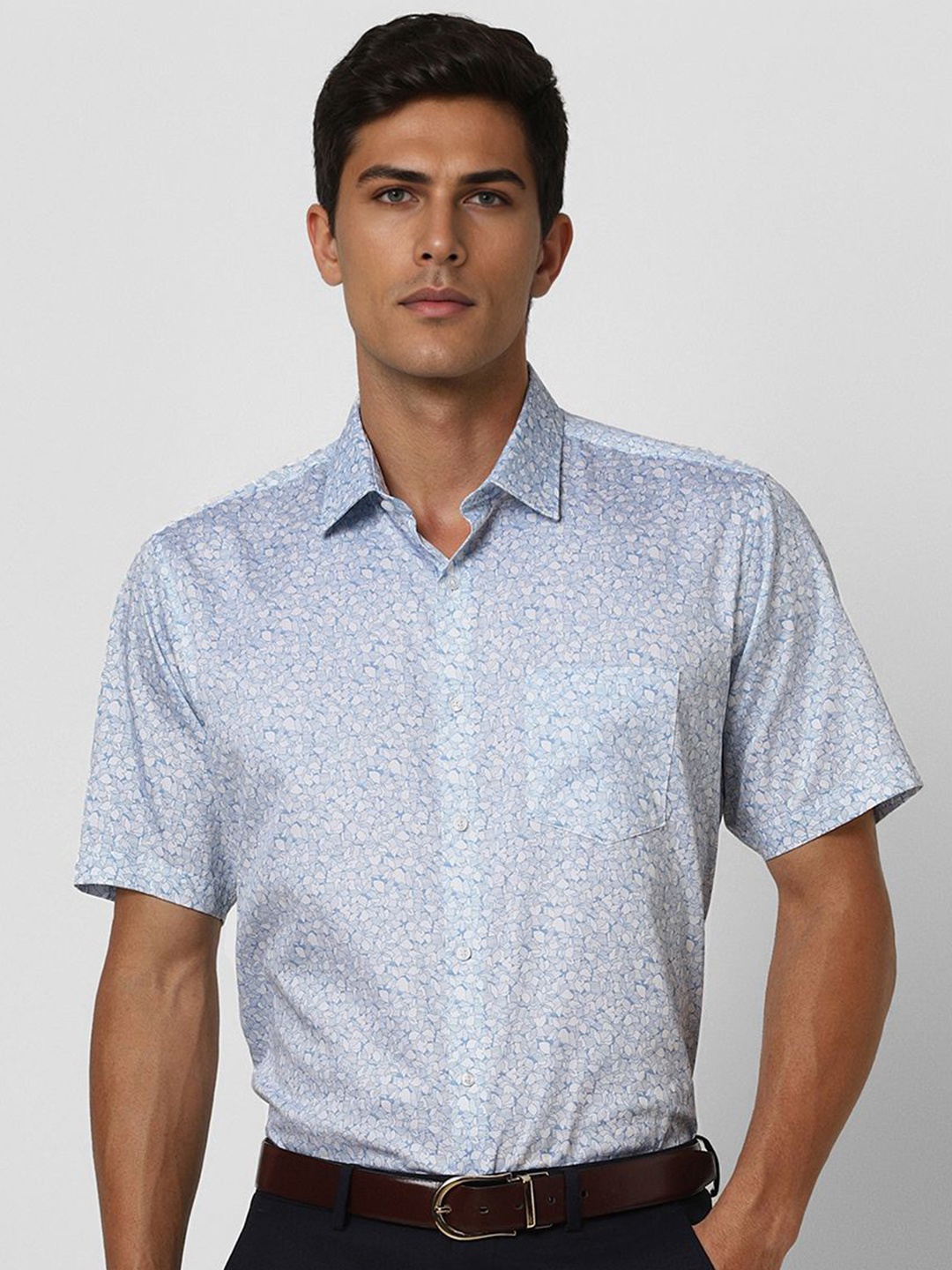 

Van Heusen Men Opaque Printed Formal Shirt, Blue