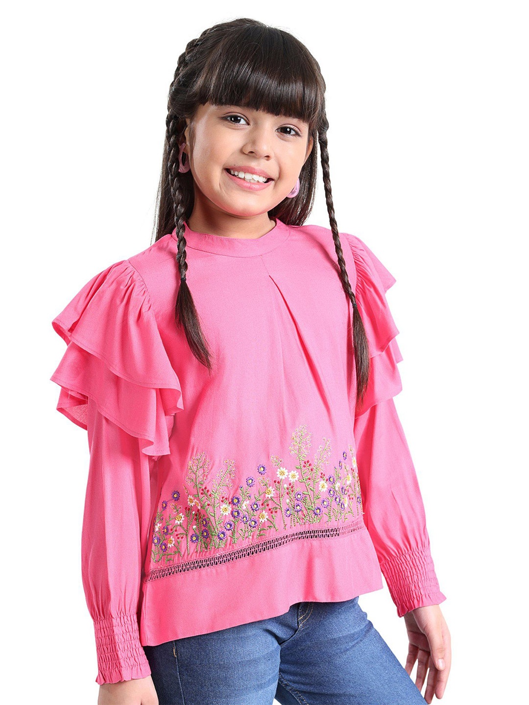 

ARIAS By LARA DUTTA Embroidered Cotton Top, Pink