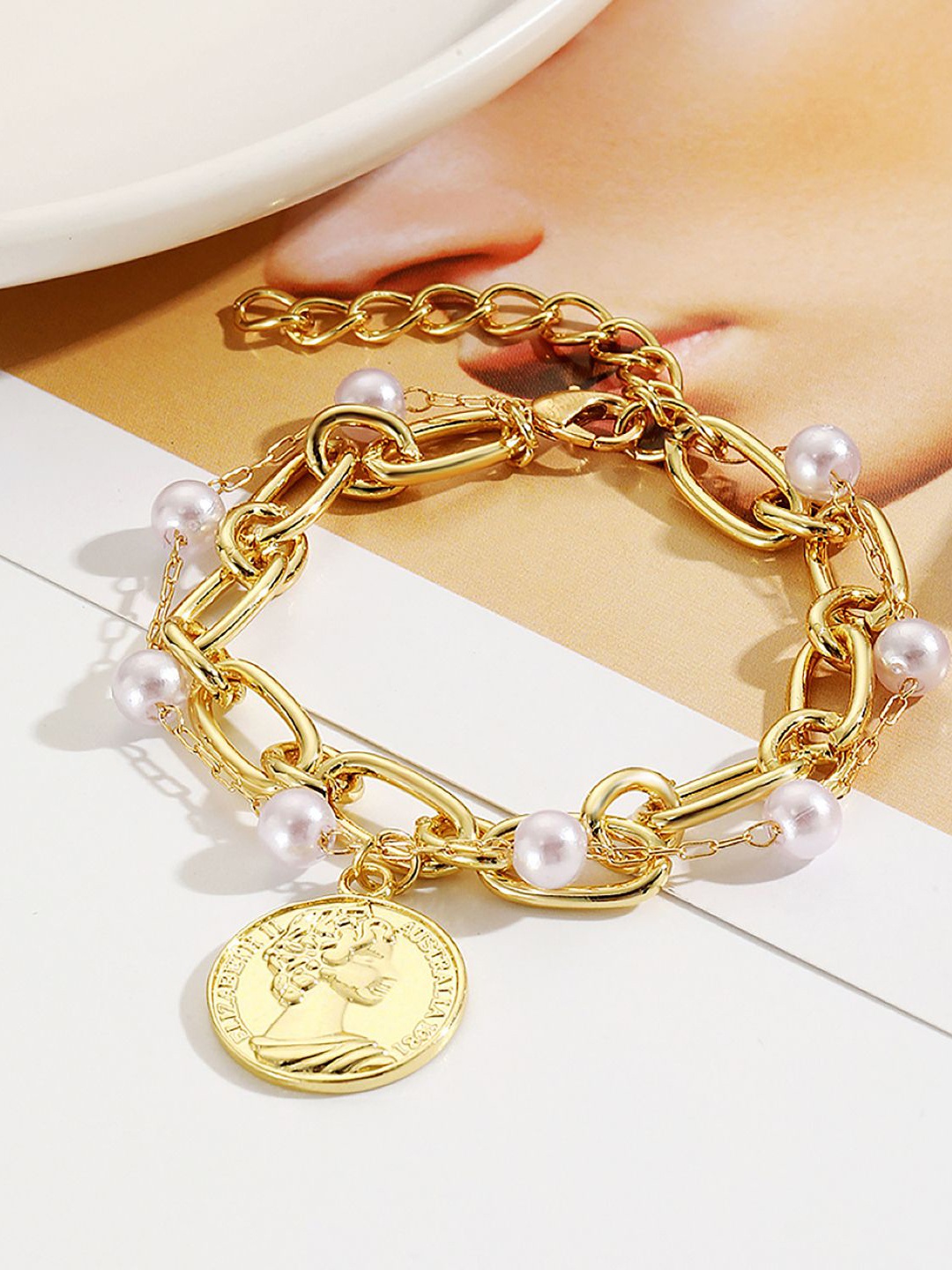 

StyleCast x Revolte Women Handcrafted Gold-Plated Charm Bracelet