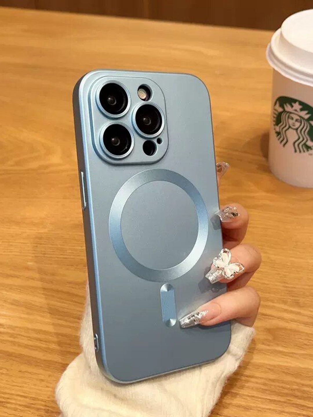 

Luxury Kase Solid Printed iPhone 14 Pro Max Back Case Mobile Accessories, Blue