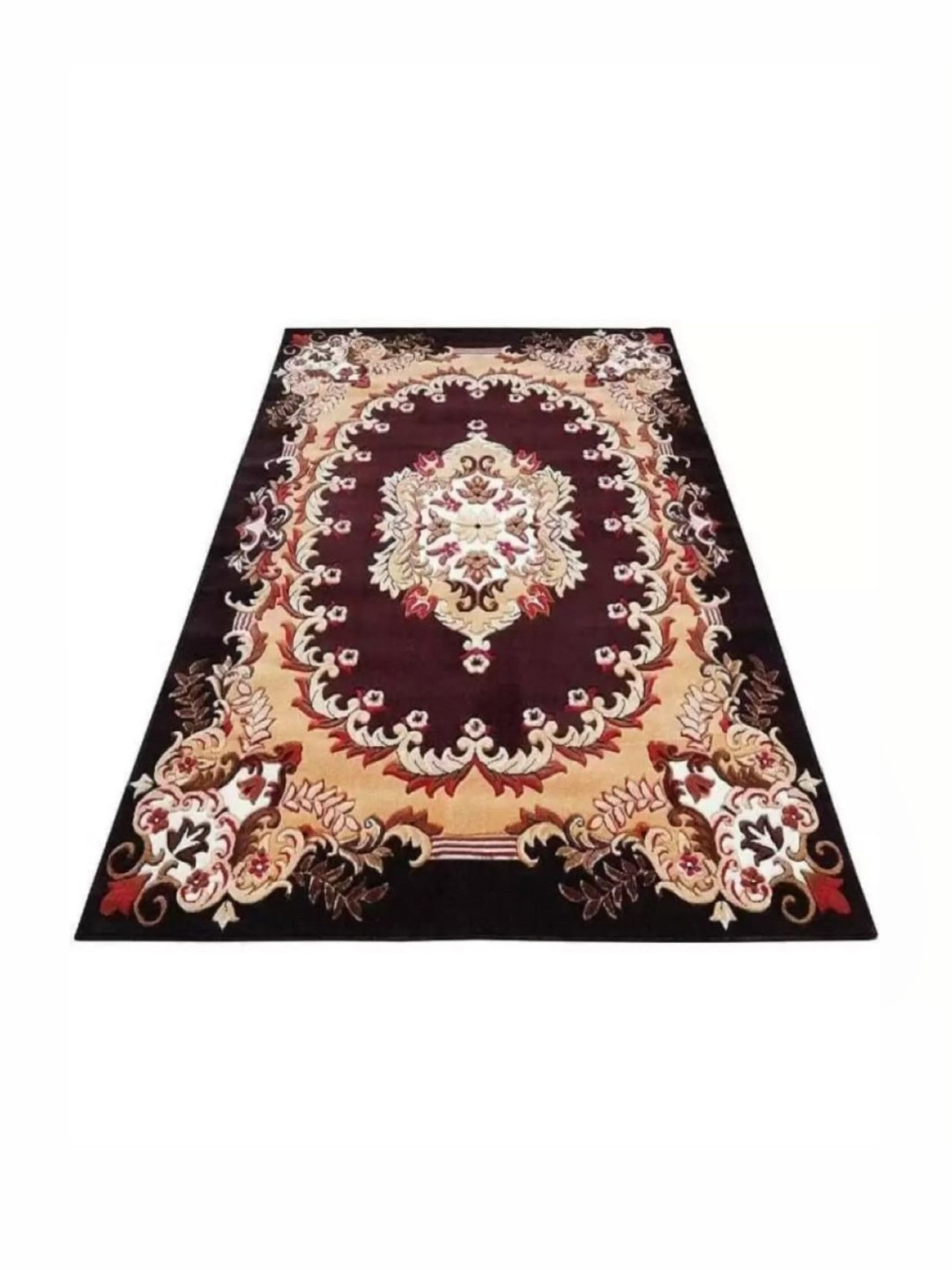 

Samjeeda Handloom carpets Black Geometric Anti-Skid Polyester Carpet