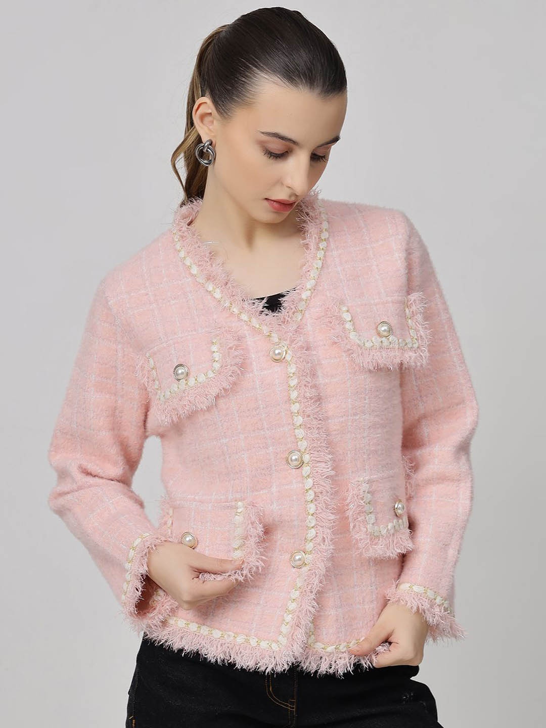 

The Roadster Lifestyle Co Woollen Single-Breasted Overcoat, Pink