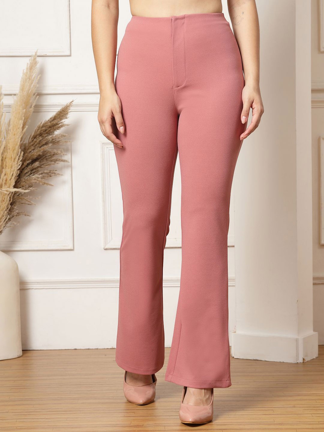 

aayu Women Relaxed High-Rise Trousers, Mauve