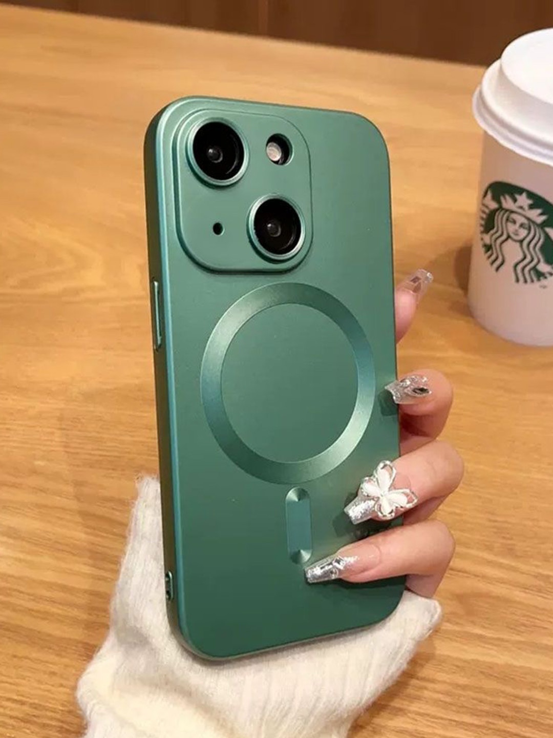 

Luxury Kase Solid Printed iPhone 14 Back Case Mobile Accessories, Green