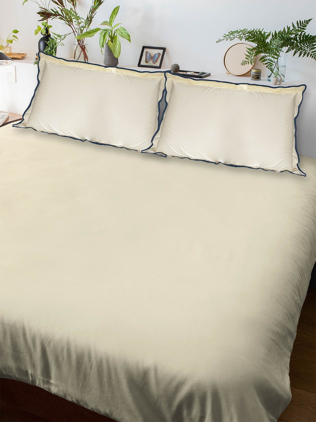 

10club Beige Pure Cotton Queen Bedsheet with 2 Pillow Covers 2.20 m x 2.50 m