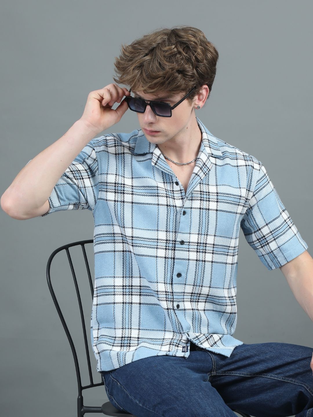 

PAUL STREET Men Relaxed Opaque Checked Casual Shirt, Blue