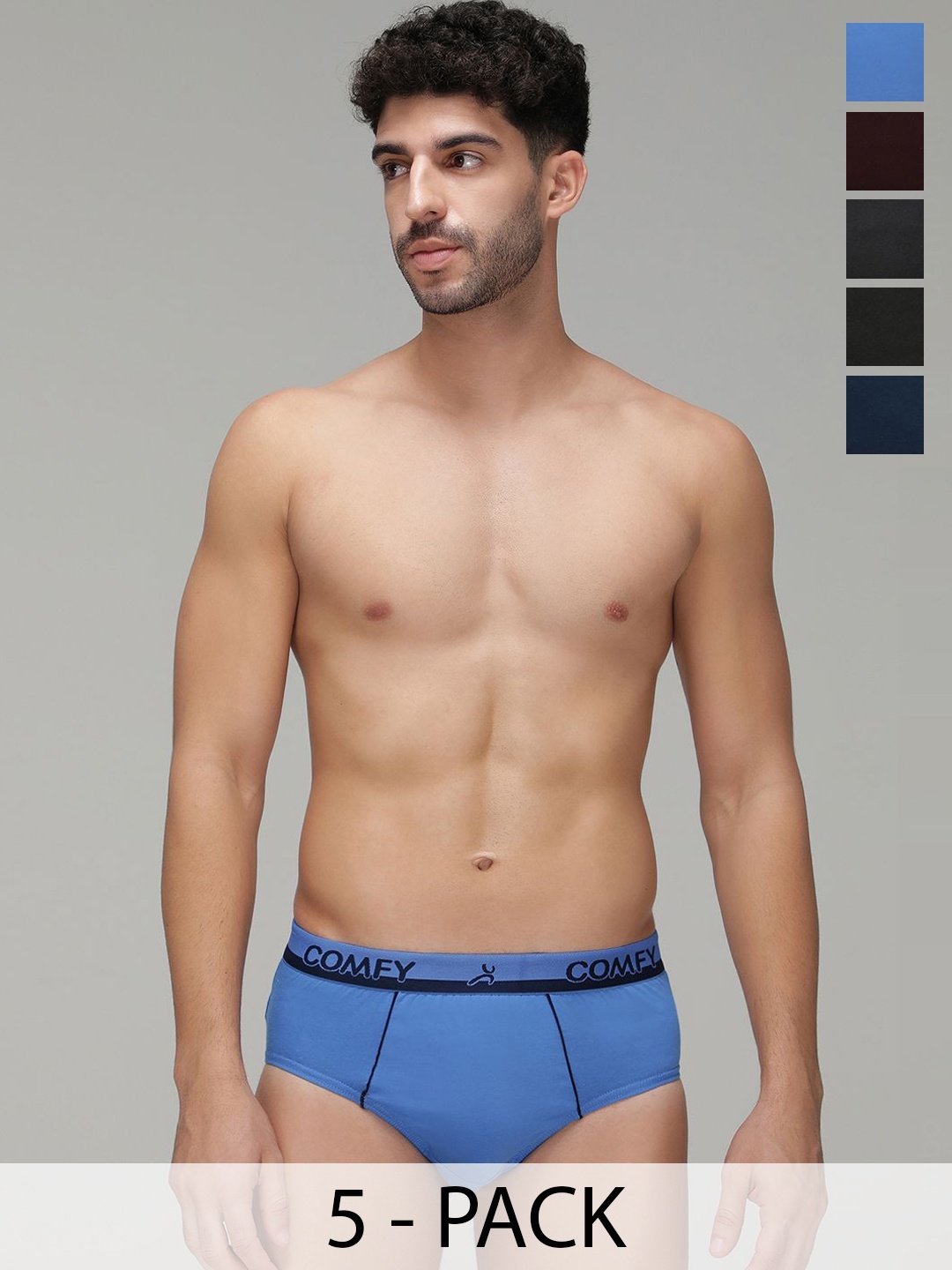 

AMUL COMFY Pack Of 5 Pure Cotton Basic Briefs AC-CBRIOE-MULTI-XS-5PC, Blue