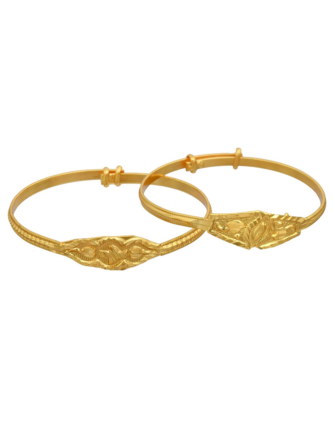 

MEMOIR Unisex Kids 2 Brass Antique Gold-Plated Kada Bracelet