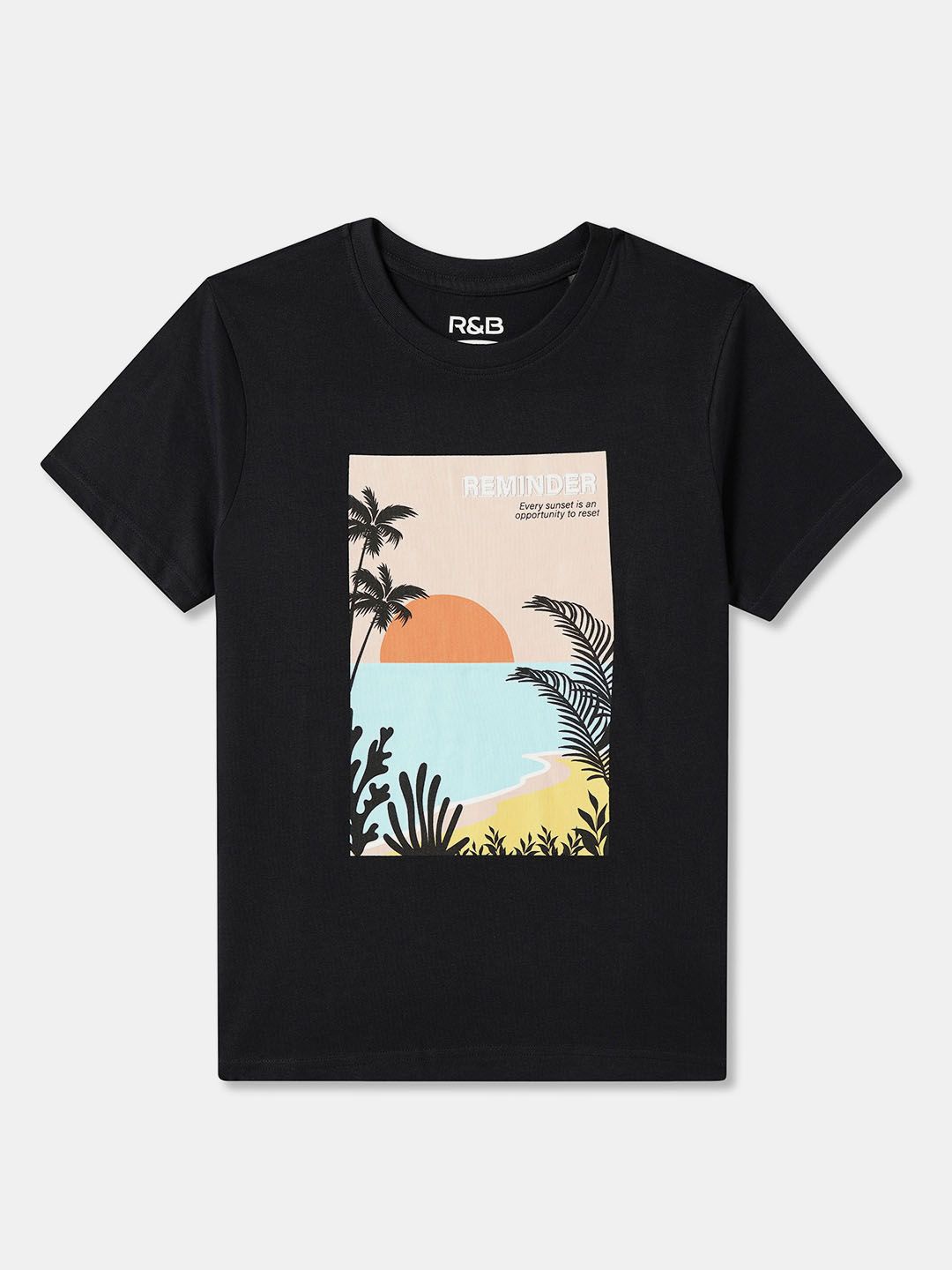 

R&B Boys Printed Tropical Applique T-shirt, Blue