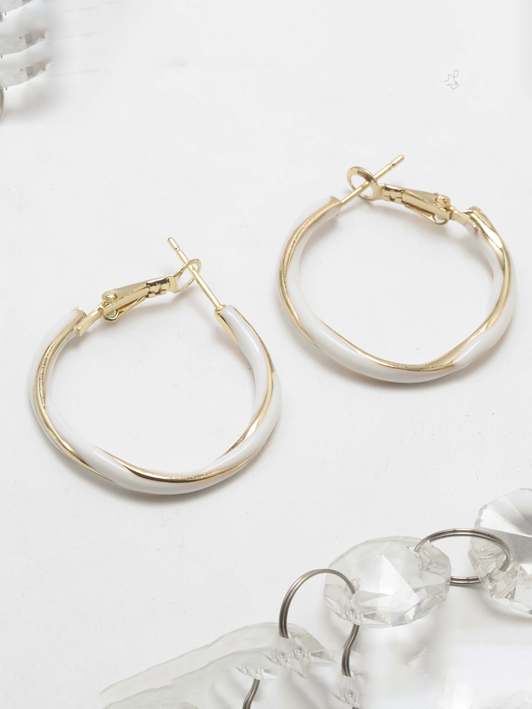 

Maansh Contemporary Hoop Earrings, White