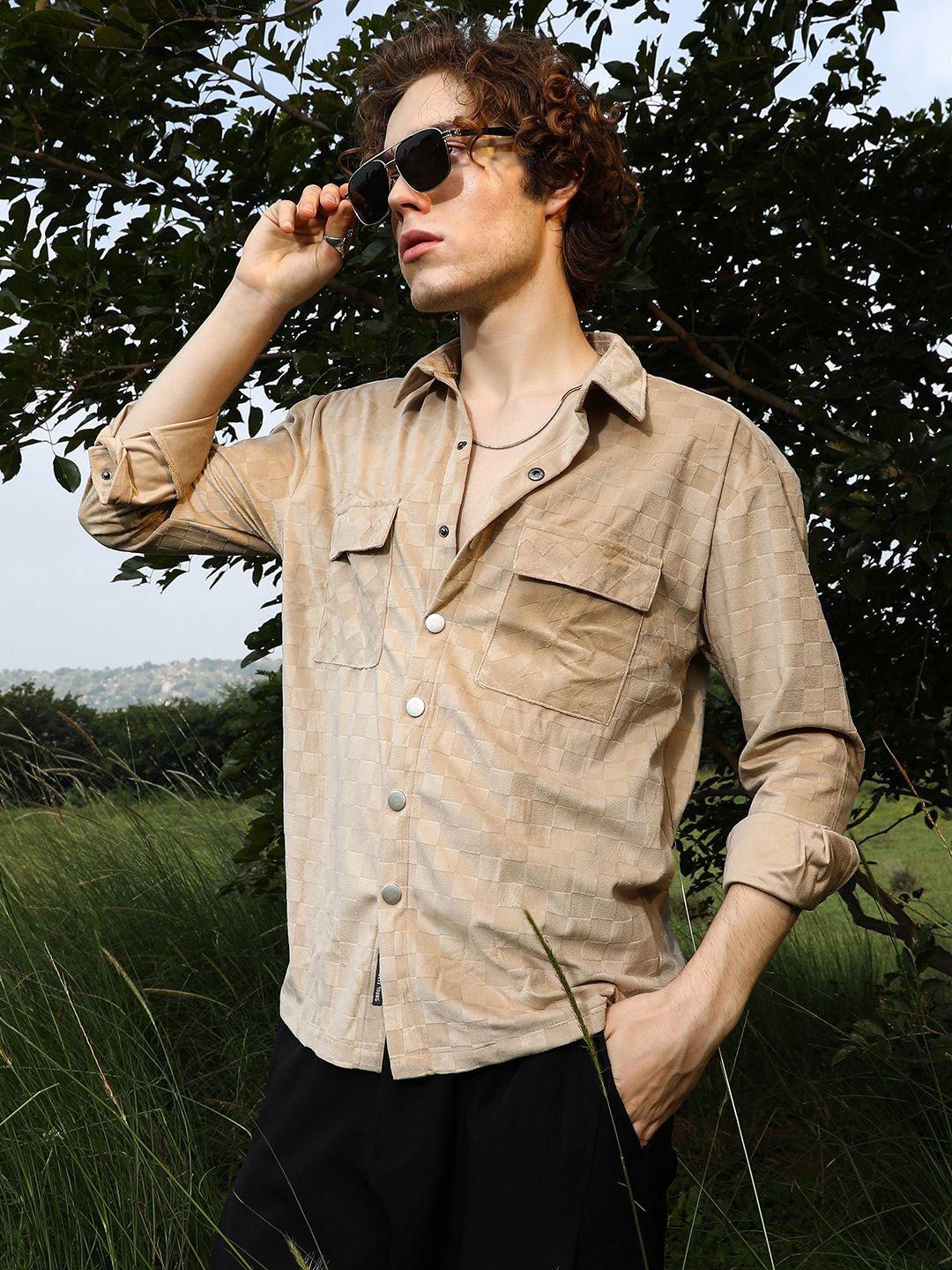 

Campus Sutra Men Comfort Opaque Casual Shirt, Beige