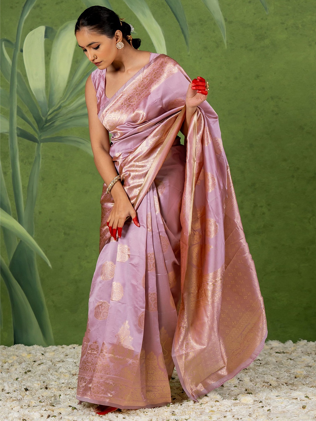 

Subham Woven Design Zari Banarasi Saree, Pink