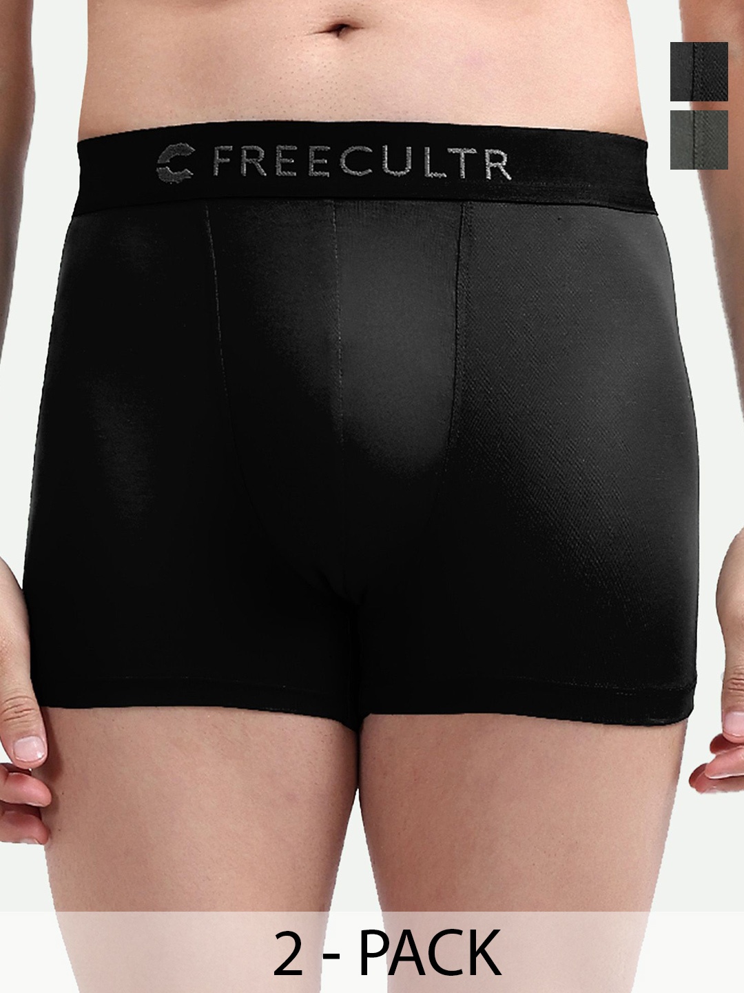

FREECULTR Men Pack Of 2 Anti-Bacterial Trunks, Green
