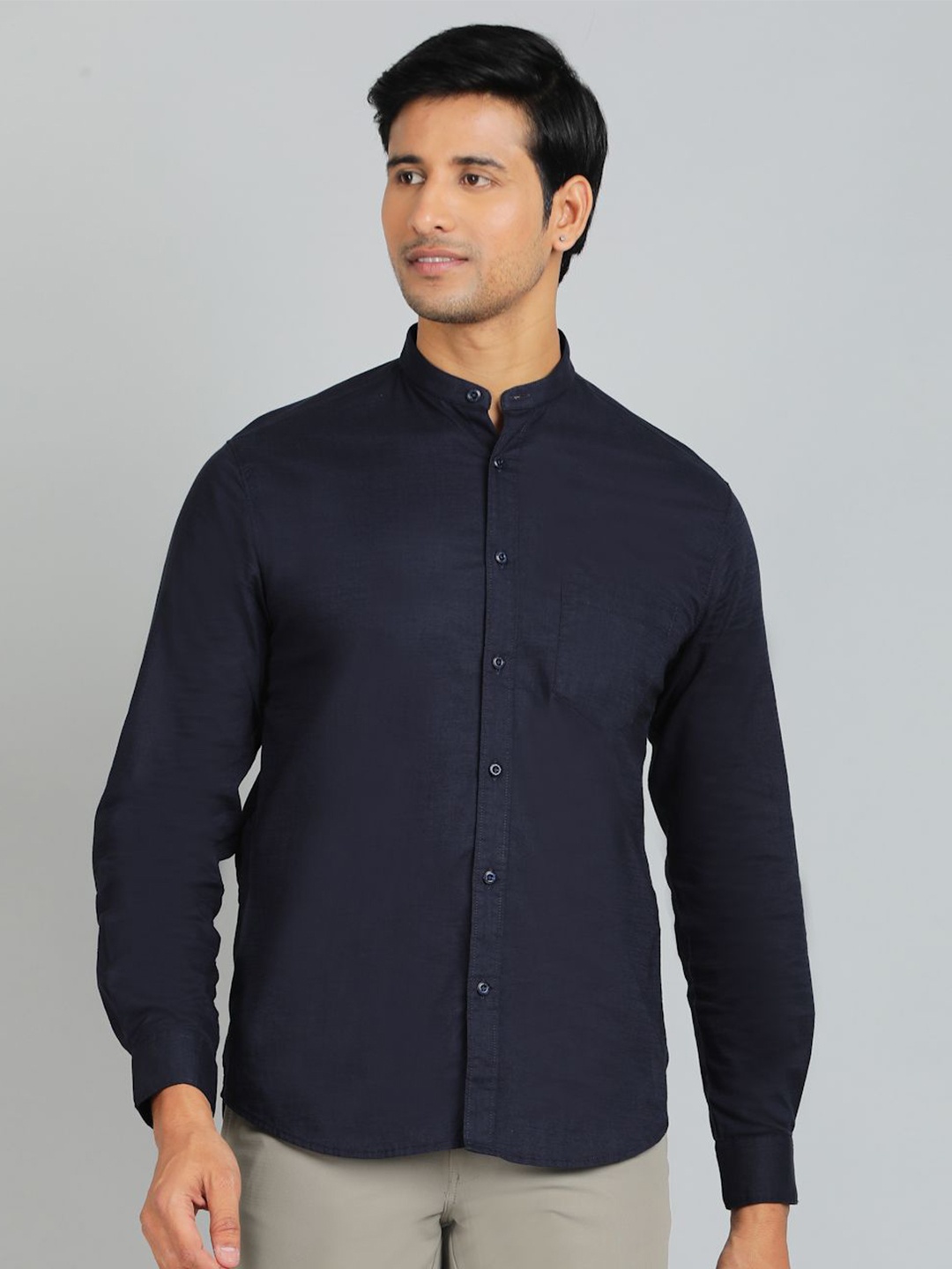 

Greenfibre Men Slim Fit Opaque Casual Shirt, Navy blue