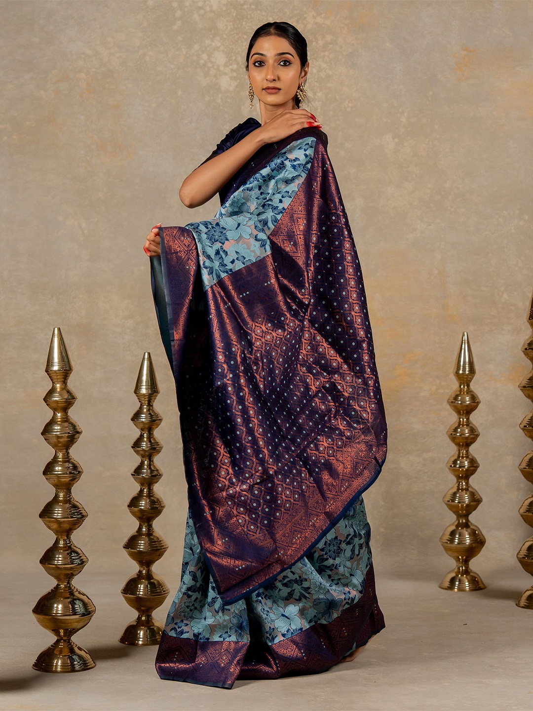 

Subham Woven Design Zari Kanjeevaram Saree, Blue