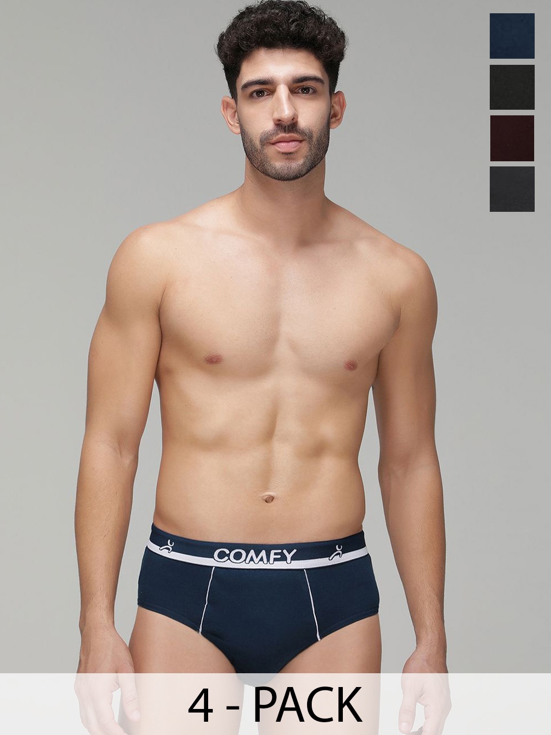 

AMUL COMFY Pack Of 4 Basic Briefs AC-CBRIOE-MULTI-XL-4PC, Navy blue
