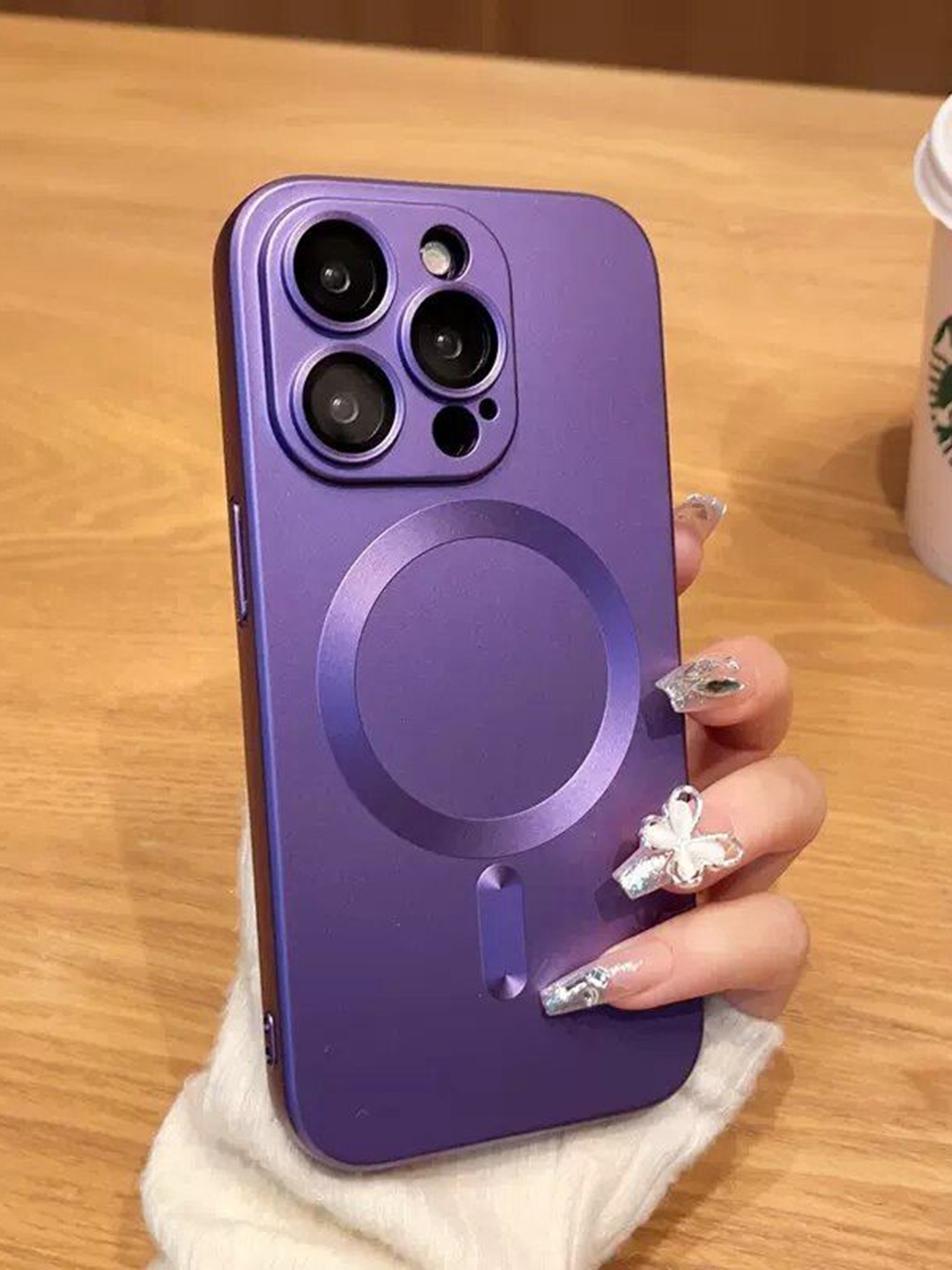 

Luxury Kase Solid Printed iPhone 15 Pro Back Case Mobile Accessories, Purple