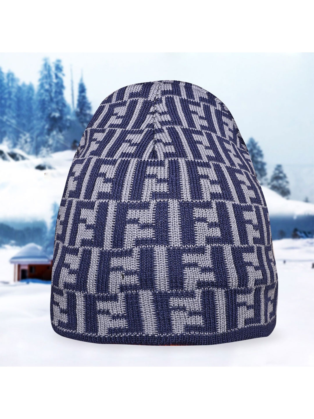 

LOOM LEGACY Men Self Design Beanie, Navy blue