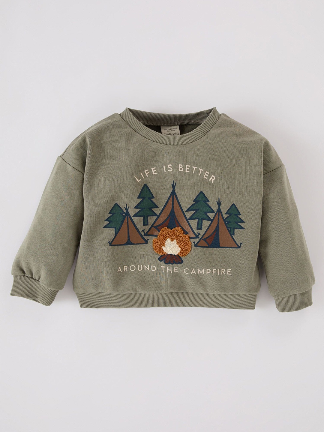

DeFacto Boys Typography Printed Pullover, Green