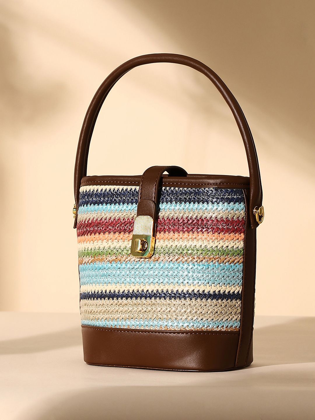 

HAUTE SAUCE by Campus Sutra Colourblocked Structured Hobo Bag with Tasselled, Multi