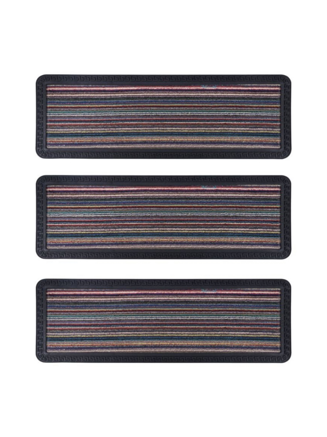 

Black Gold Pack Of 3 Black & White Striped Runners