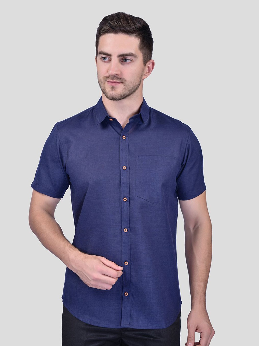 

PRINTINDIA Men Classic Opaque Casual Shirt, Navy blue