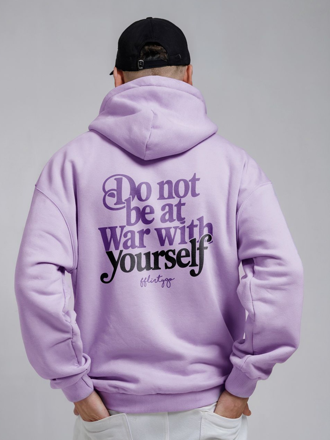 

FFLIRTYGO Men Printed Hooded Sweatshirt, Purple