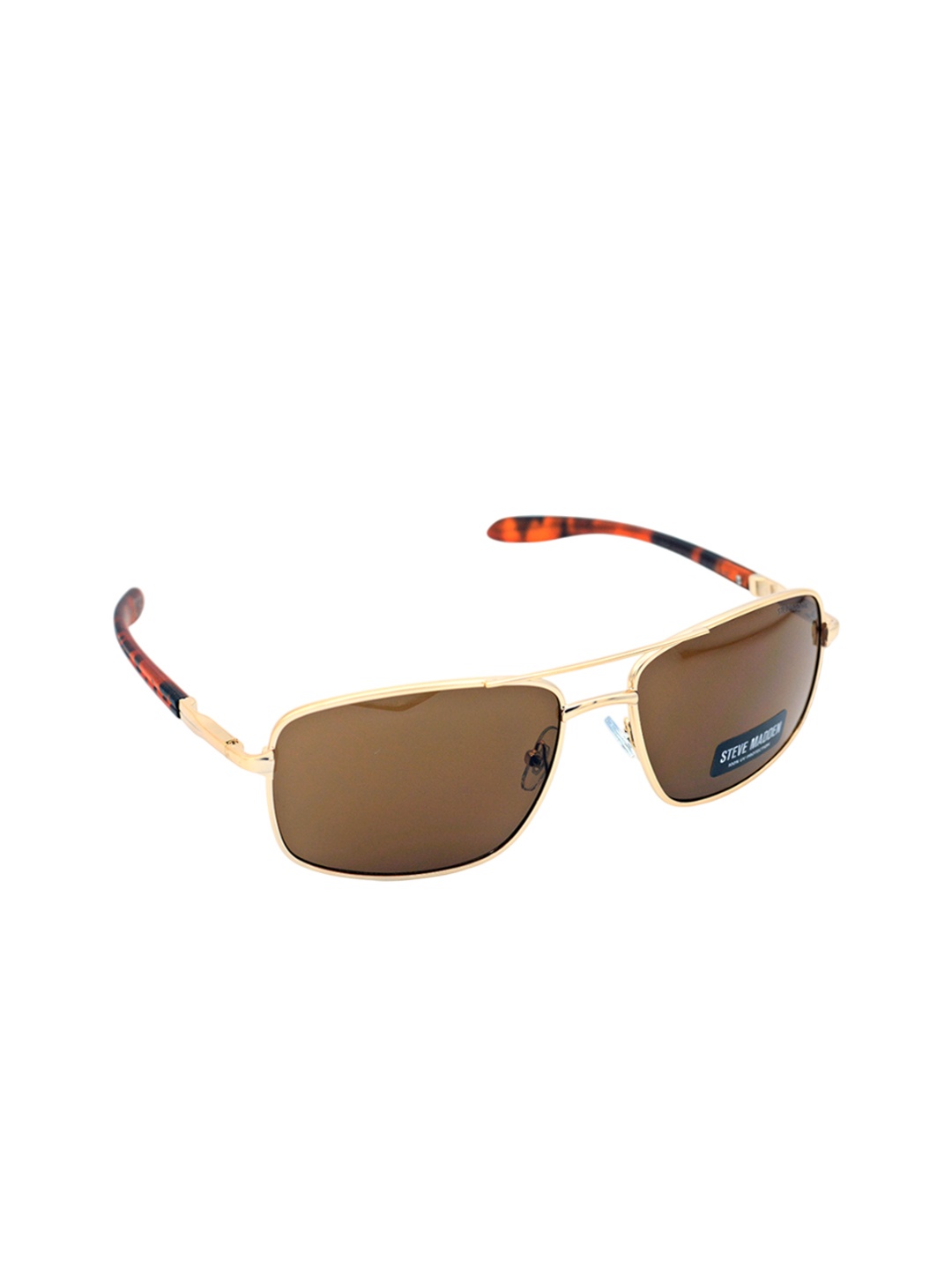 

Steve Madden Men Rectangle Sunglasses With UV Protected Lens X17117, Brown