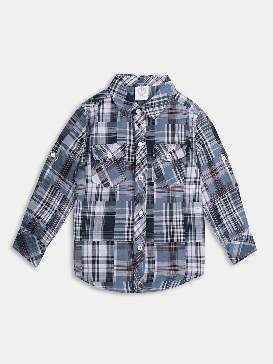 

YK Boys Classic Tartan Checks Opaque Checked Casual Shirt, Grey