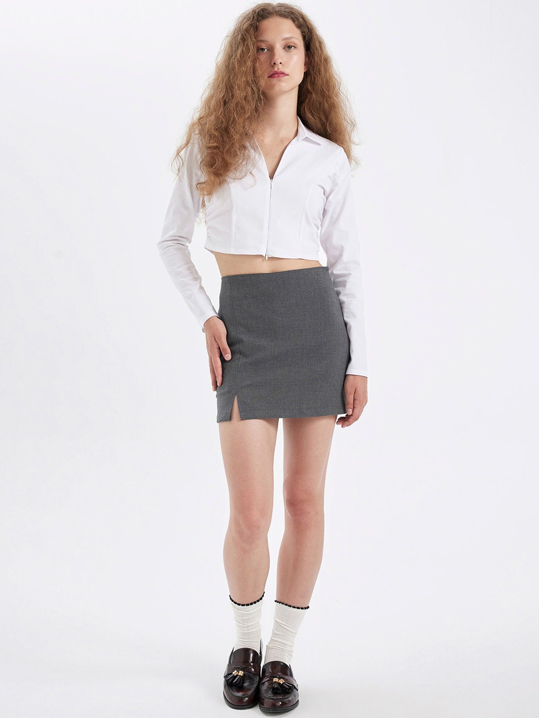 

DeFacto Pencil Mini Skirt, Grey