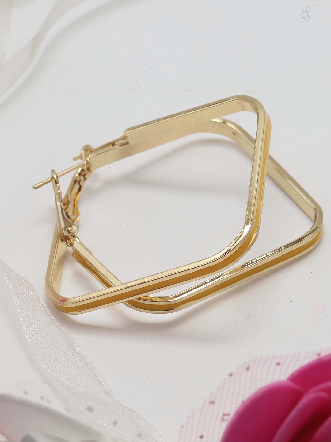 

Maansh Contemporary Hoop Earrings, Yellow