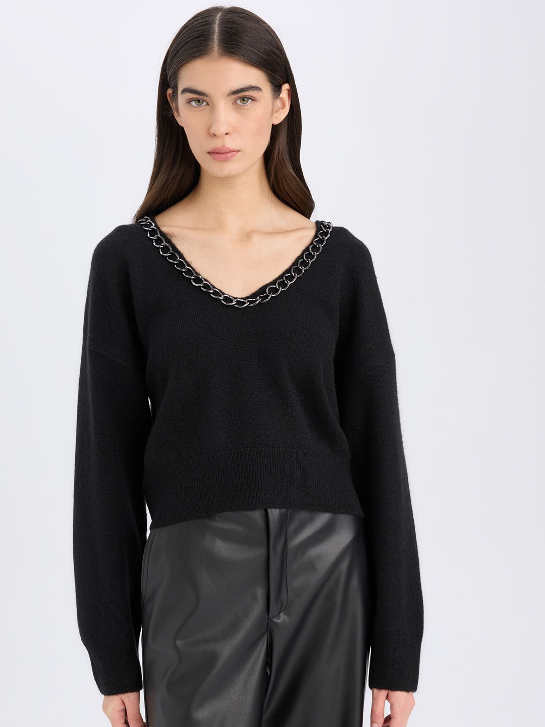 

DeFacto Women Crop Pullover, Black