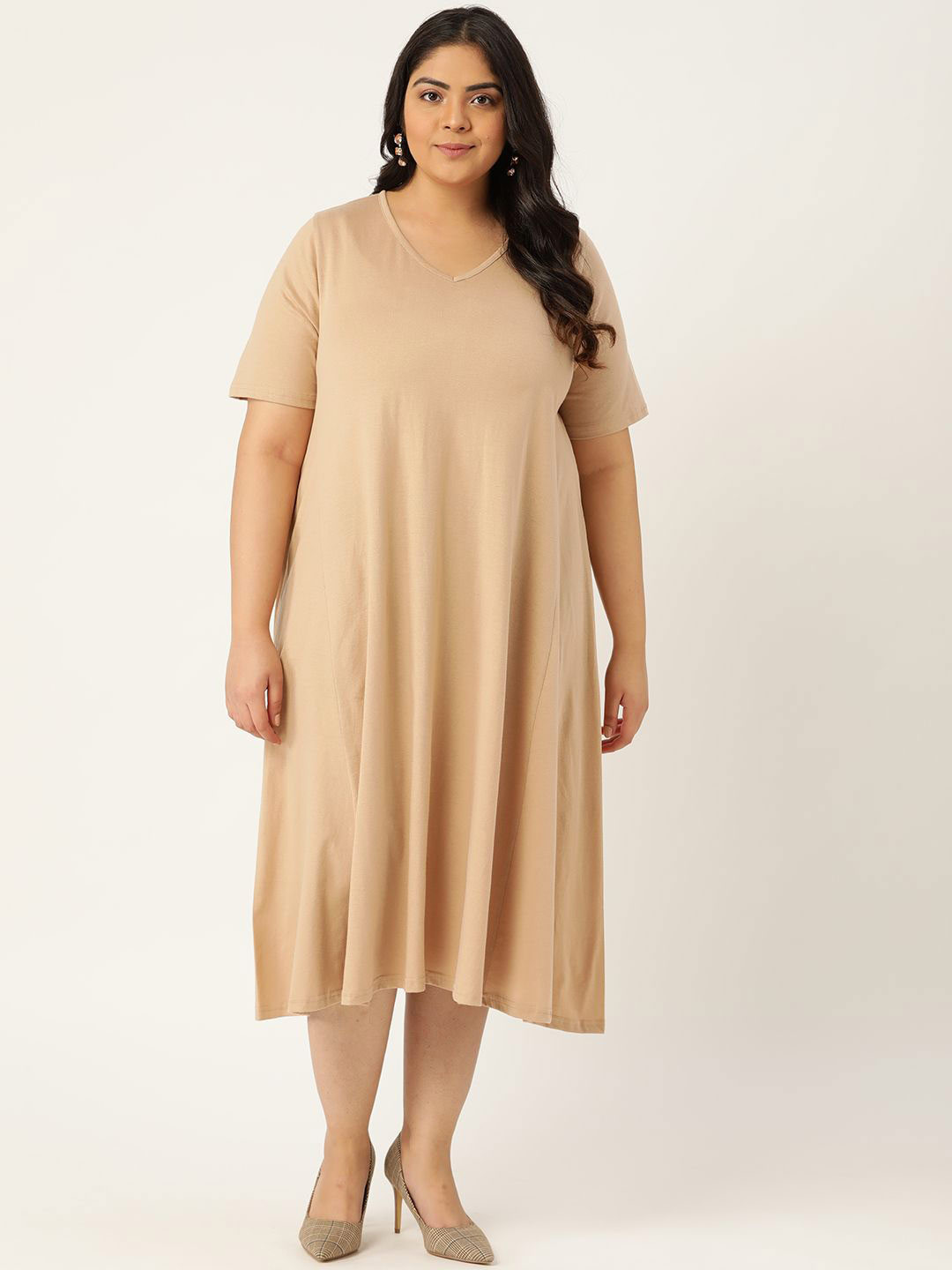 

theRebelinme A-Line Midi Dress, Beige