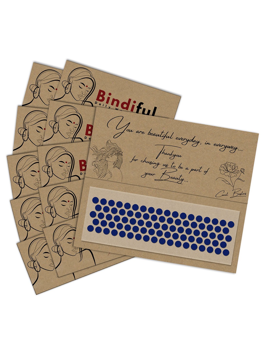 

Comet Busters Bindiful Set Of 10 Traditional Round Bindis - Navy Blue