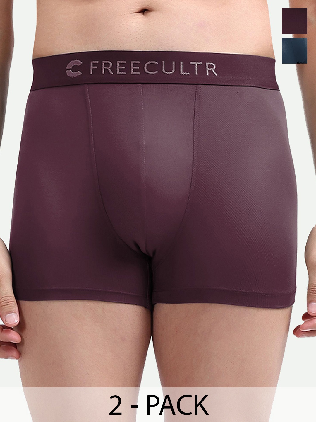 

FREECULTR Men Pack Of 2 Anti Bacterial Trunks, Burgundy