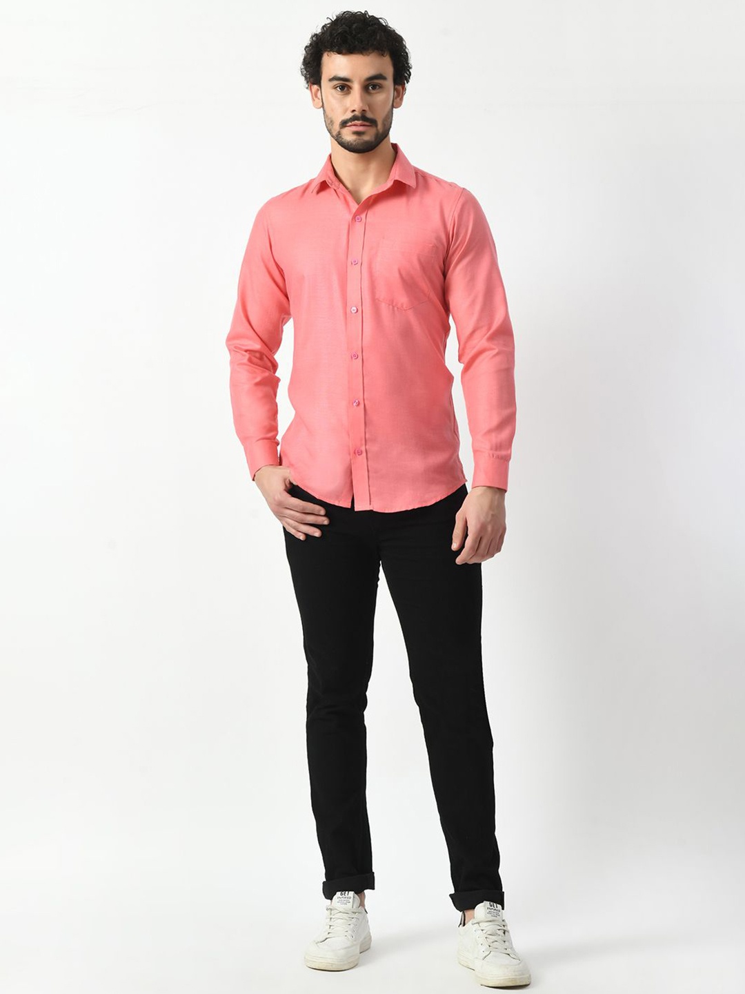 

PRINTINDIA Men Classic Opaque Casual Shirt, Peach