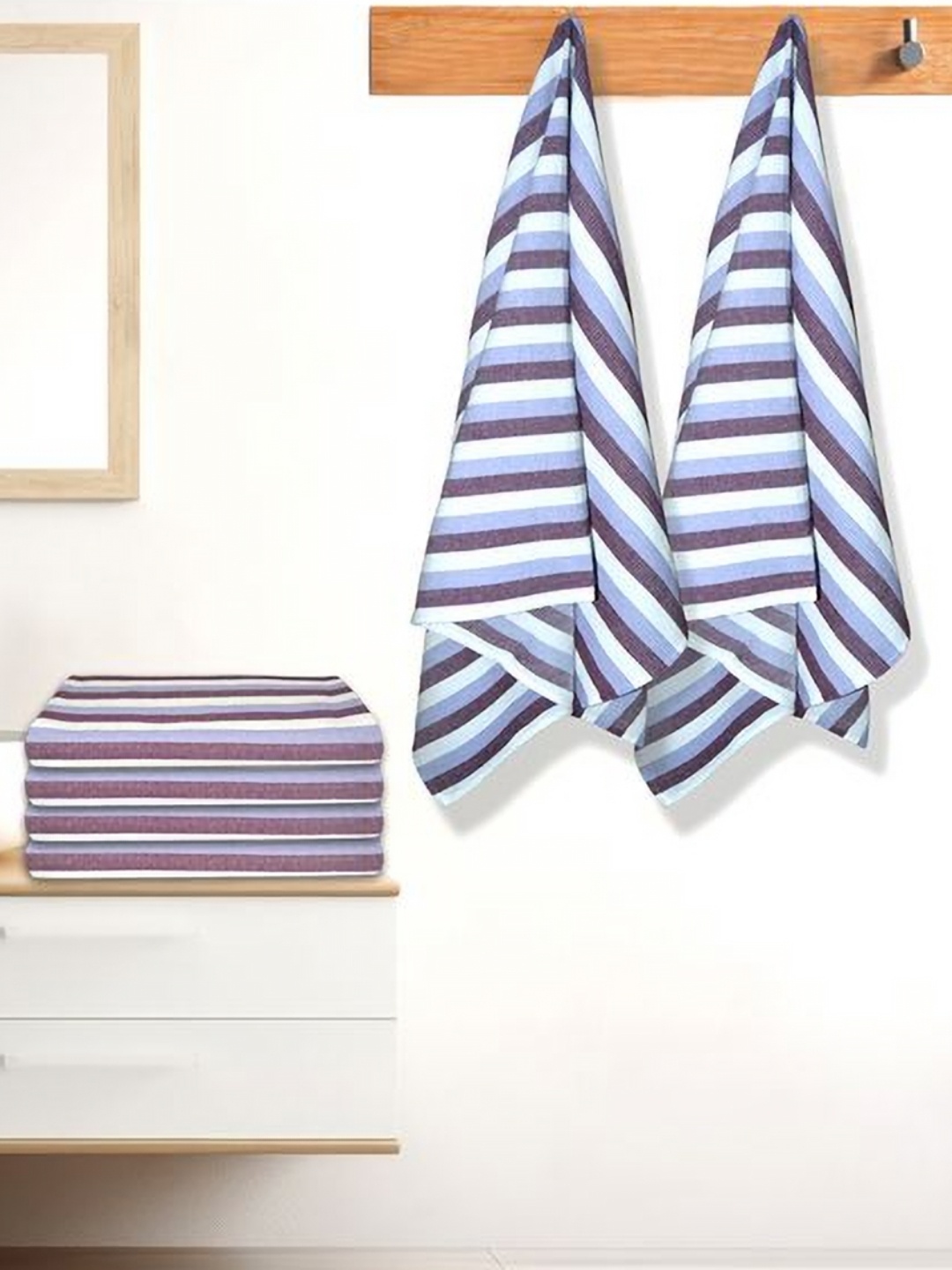 

Aura Violet & White 5 Striped Cotton 210 GSM Bath Towel